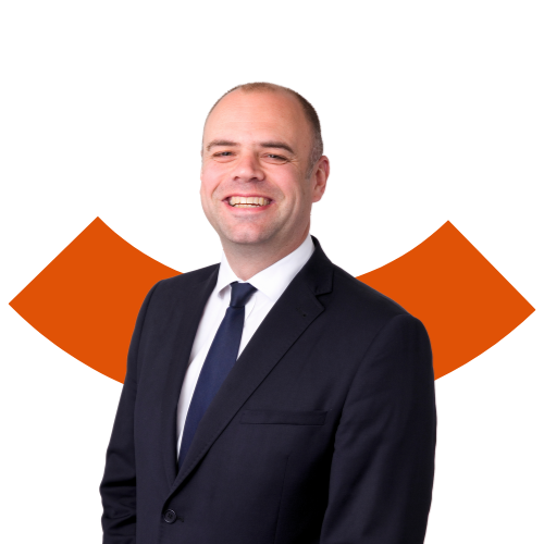 Portrait of a smiling middle aged white man with short hair
